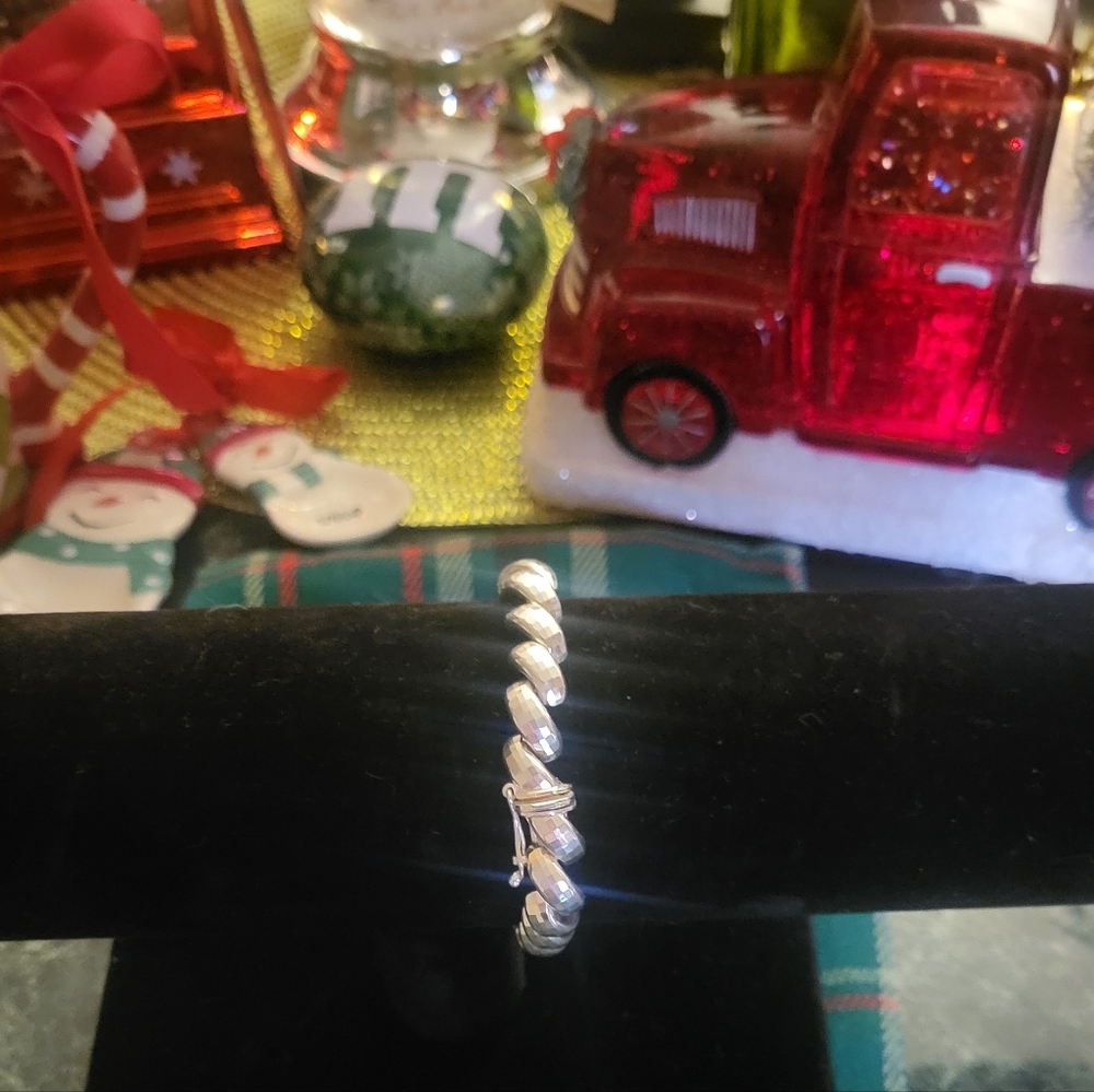 Pending-Silver-925 ITALY MILOR 9mm Faceted San Marco Chain Bracelet 7.25"
